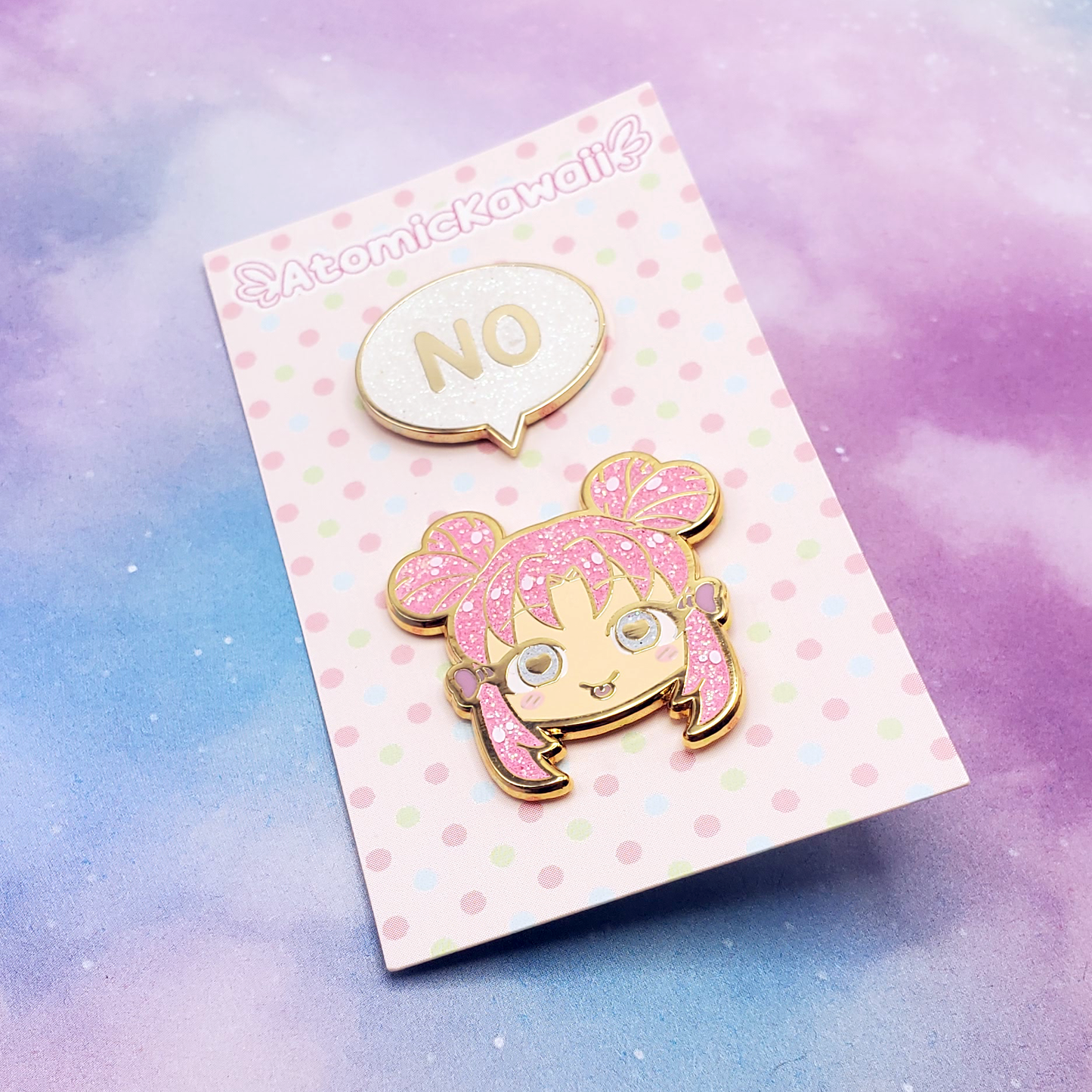 Aiko - NO Glitter Variant Cheeky Chibi Enamel Pin Set