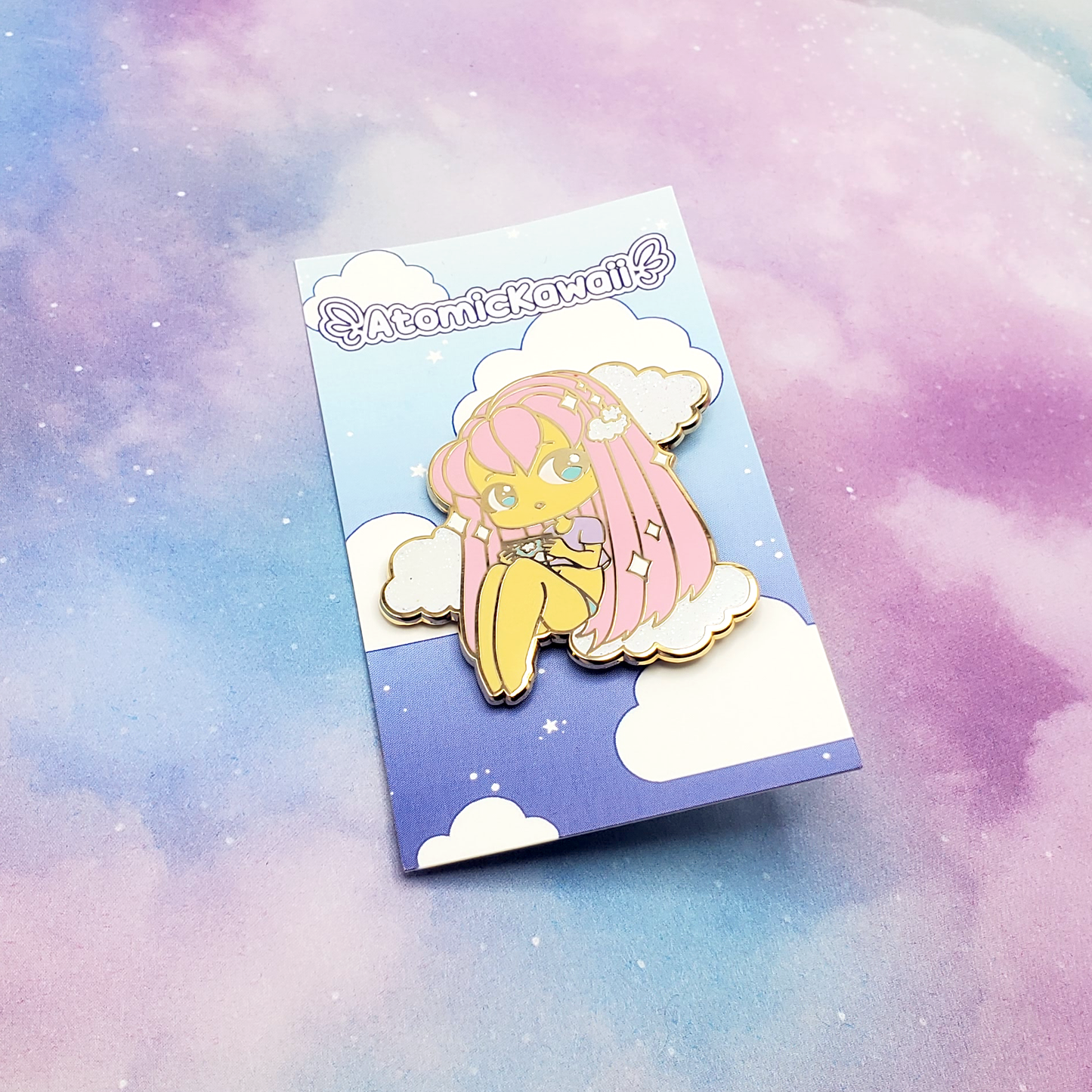 Cloud Gamer Girl Angel Enamel Pin