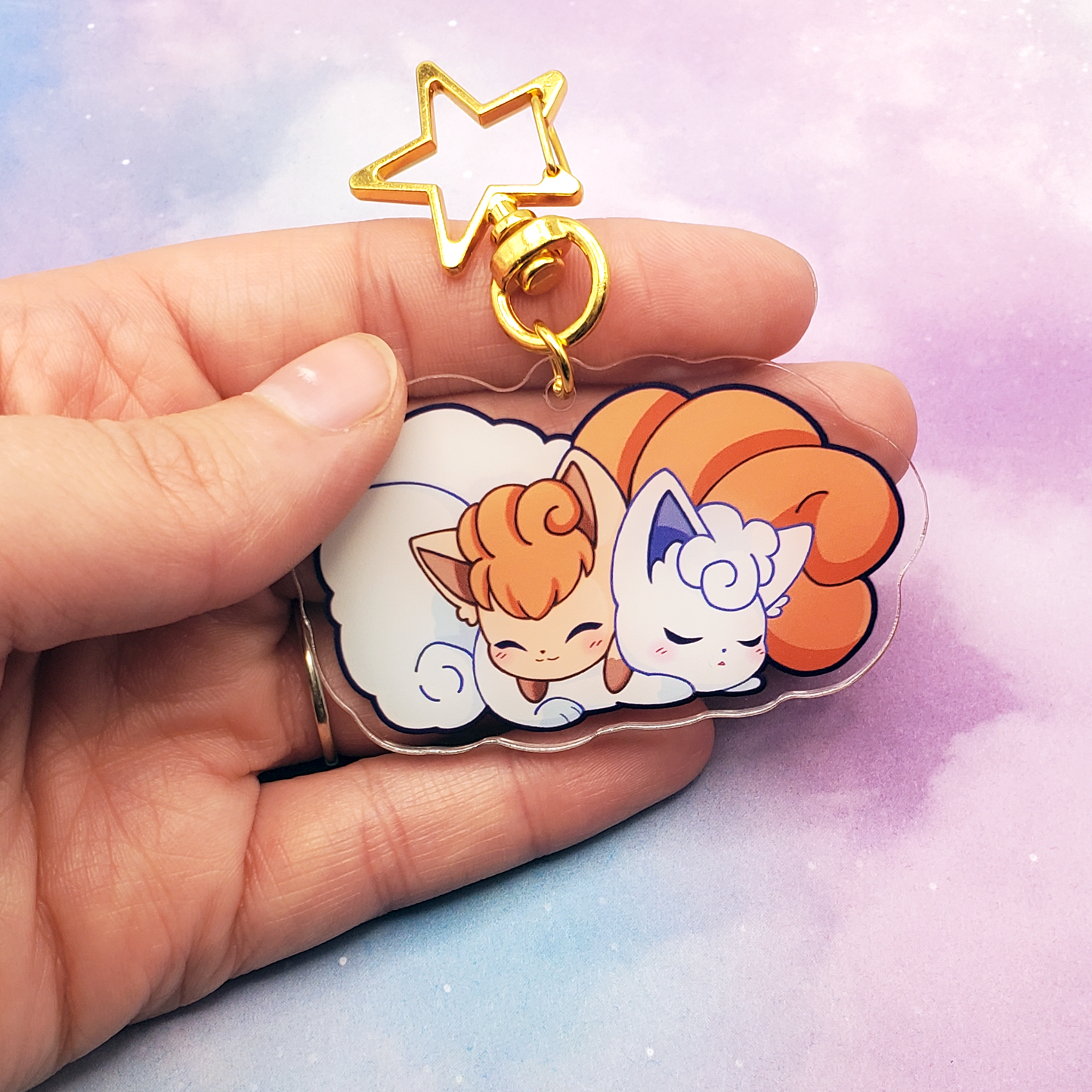 Vulpix Cuddle Acrylic Charm